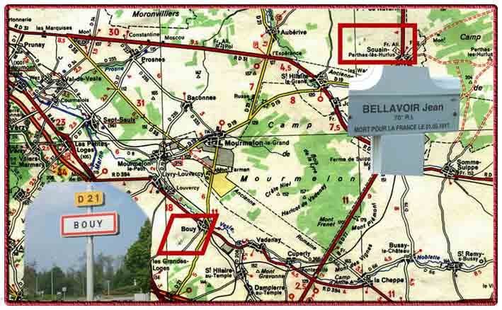 BELLAVOIR Jean Marie MPF : D&eacute;c&eacute;d&eacute; le 1-5-1917 &agrave; l&rsquo;h&ocirc;pital d&rsquo;&eacute;vacuation n&deg; 1 &agrave; Bouy