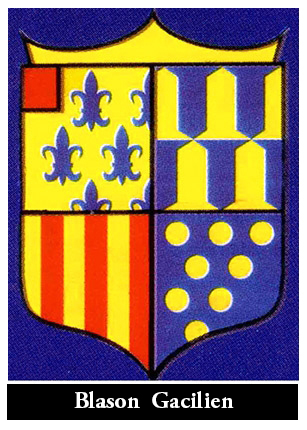 il est donc permis de penser que ce blason de la ch&acirc;tellenie de La Gacilly fut cr&eacute;&eacute; par Louis d&rsquo;Amboise. Comme il &eacute;pousa Marie de Rieux en 1426, le blason de La Gacilly doit dater des ann&eacute;es qui suivent ; en tout cas, un document de 1454 porte la marque du sceau de la ch&acirc;tellenie.