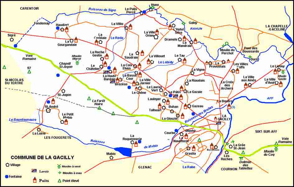 carte des puits de la Gacilly