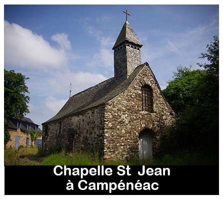 CHAPELLE St JEAN A CAMPÉNÉAC Elle prend sa source dans la forêt de Paimpont avec deux branches principales l’une de ces branches est formée par la réunion de trois ruisseaux :Le premier vient du bois de Rauco, sur le penchant Sud du Val Sans Retour, Le deuxième est alimenté par les eaux des étangs d’En-Haut et de Châtenay, à 210m d’altitude. Le troisième prend sa source au pied de la chapelle templière Saint-Jean (route de Campénéac à Paimpont). Un filet d’eau sort du rocher sur lequel est bâtie cette chapelle, s’en va dans une fondrière qui donne naissance à un petit ru : c’est ainsi que naît l’AffL’autre branche vient de l’étang du Pas du Houx à 152m d’altitude et passe ensuite par l’étang des Forges