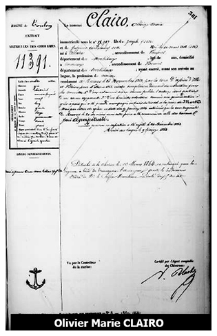 fiche du  bagnard CLAIRO