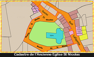 cadastre ou se trouvait la premi&egrave;re &eacute;glise St Nicolas avec son cimeti&egrave;re 