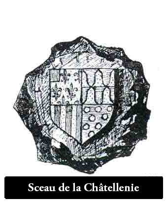 SCEAU DU CHATEAU GACILIEN Ce fut sans doute Marie de Rieux, dame de La Gacilly en 1432 et son époux Louis d’Amboise, vicomte de Thouars qui créèrent ce blason ; ce fut d’abord un sceau employé pour la première fois sur un document de 1454.Ce blason est de type écartelé, c’est à dire qu’il est divisé en quatre quartiers par une ligne horizontale et une ligne verticale.
