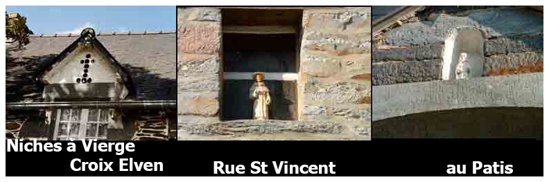 Niche &agrave; Vierge &agrave; la Croix-Elven , dans la Rue St Vincent et au Patis
